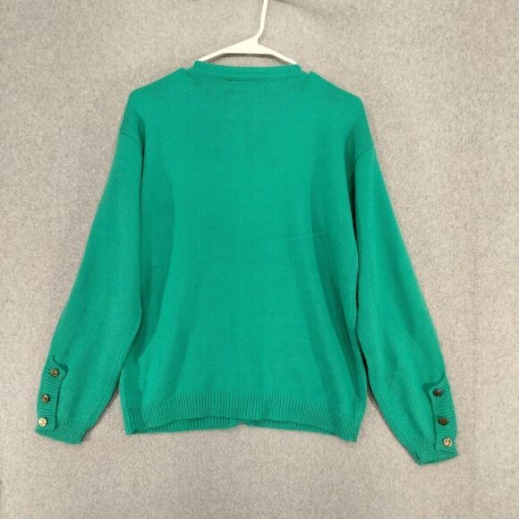 O'Rite Cardigan Sweater Wmns Small Oversized Knit Shoulder Pads Green Vintage - Picture 8 of 11
